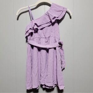 Purple One-Shoulder Ruffle Dress‎ 6-7 Y